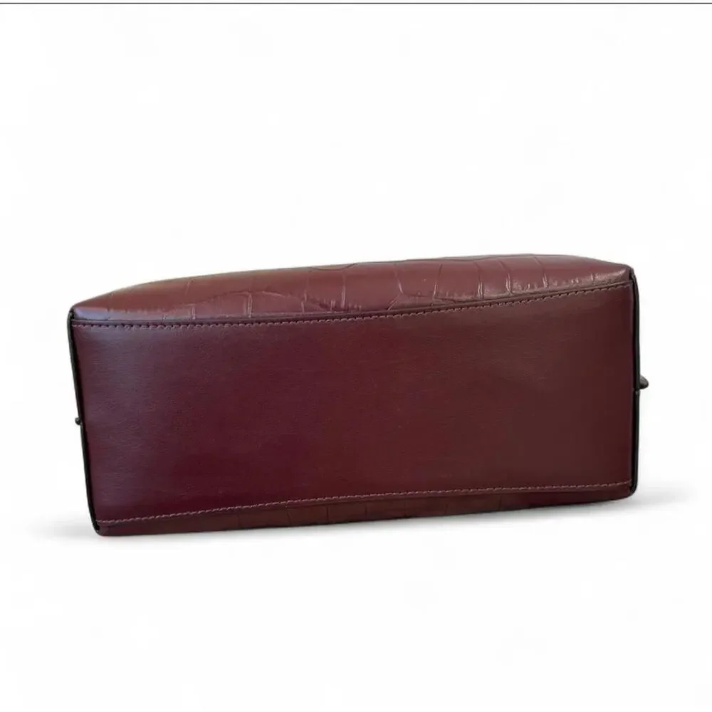 Coach Mollie Tote Bag 25 Merlot Croc Embossed Leather Crossbody CW017